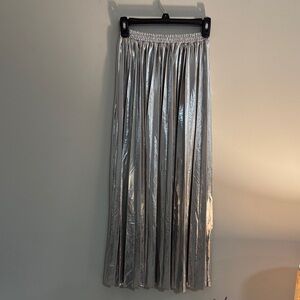 En Saison Metallic Silver Maxi Skirt